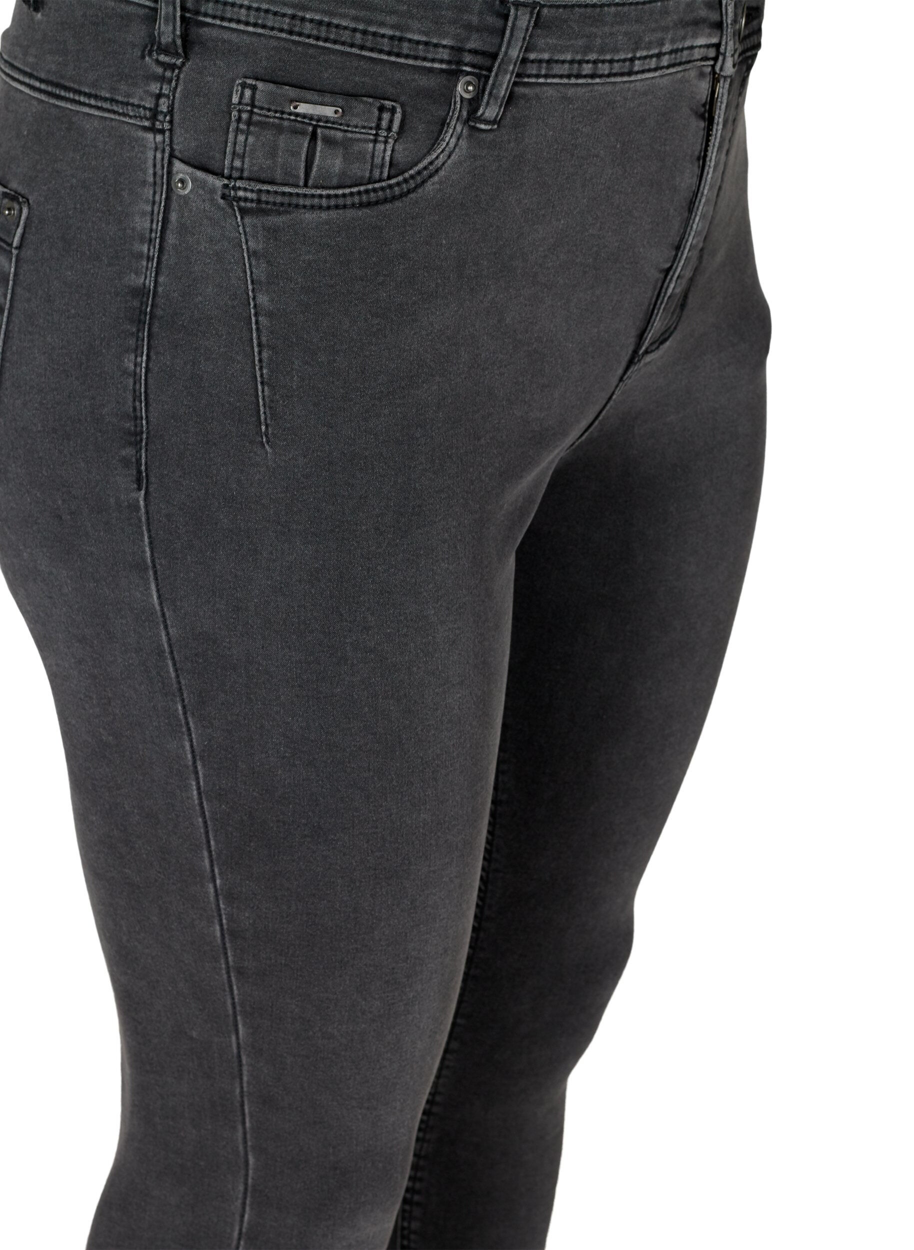 ZizziCropped Amy jeans med glidel&aring;s, Gr&aring;, Packshot image number 2