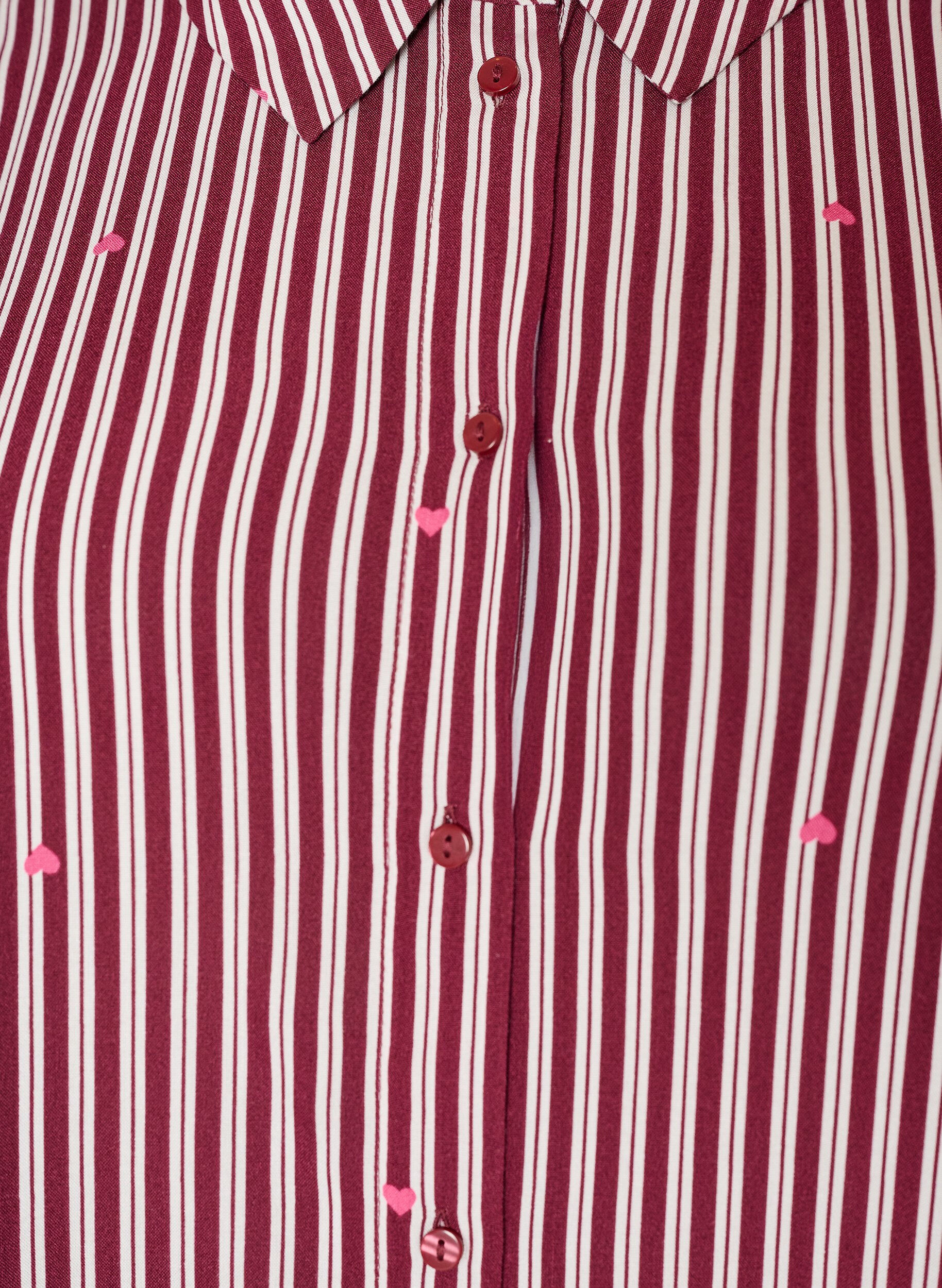 ZizziNattkjole med striper og hjerter, M&oslash;rk Bordeaux, Packshot image number 2