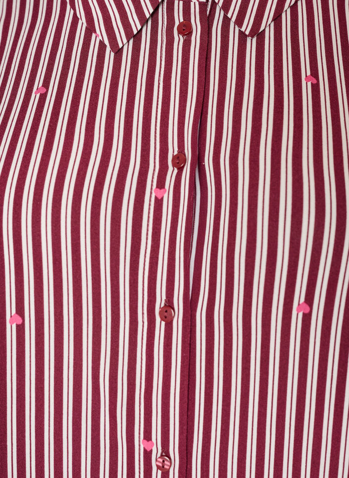 Nattkjole med striper og hjerter, M&oslash;rk Bordeaux, Packshot image number 2