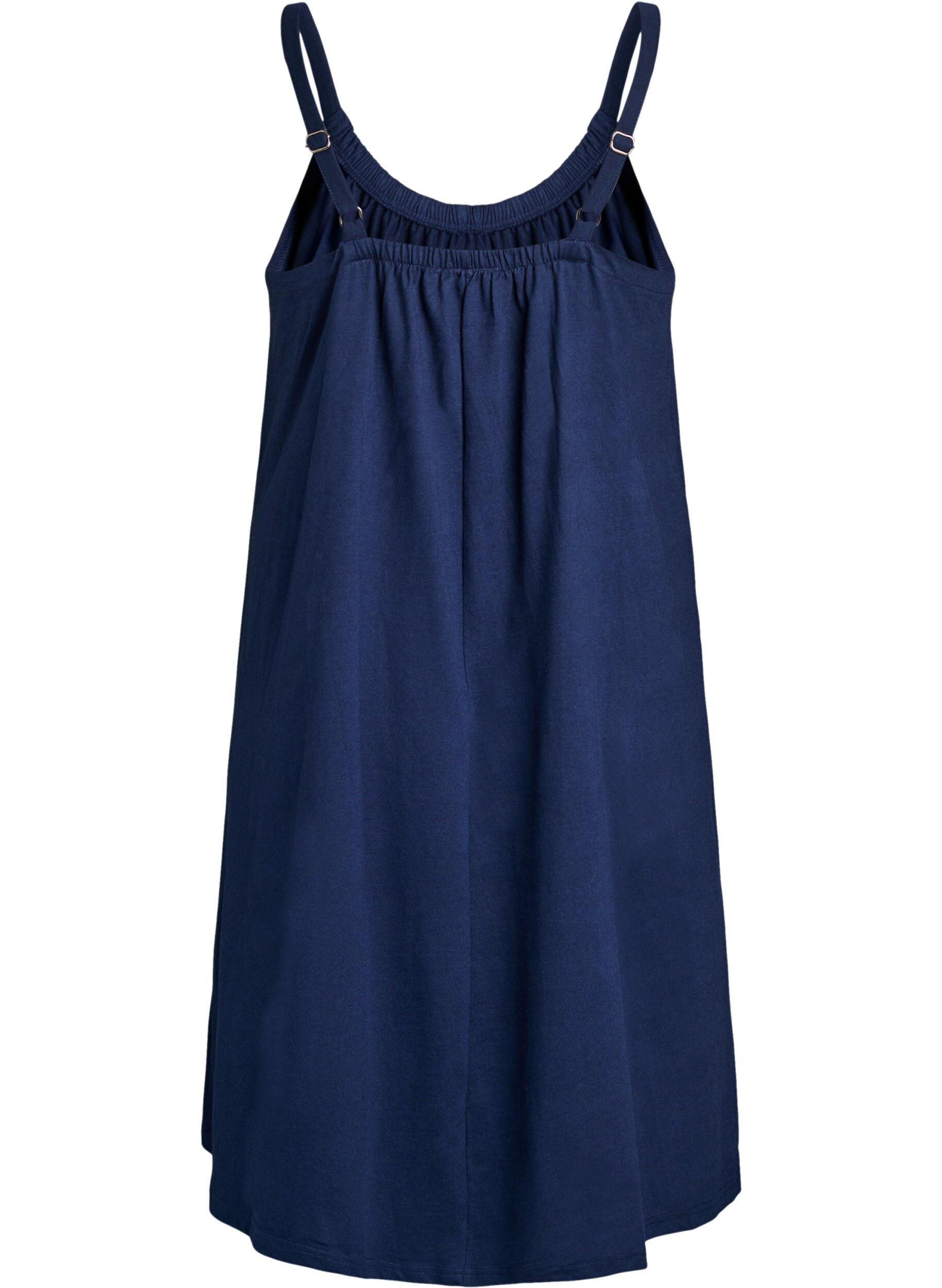ZizziMidi strap dress in organic cotton, Bl&aring;, Packshot image number 1