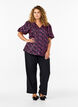 Brodert bluse med korte ermer, Svart, Model image number 1