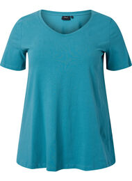 Ensfarget basis T-skjorte i bomull, Brittany Blue