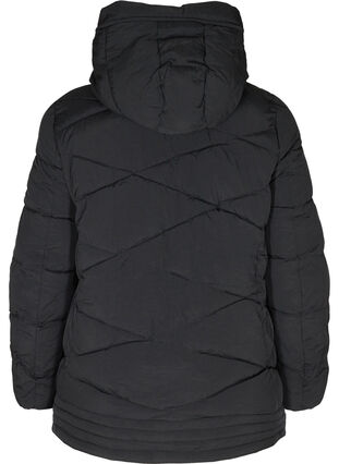 Vindtett jakke med hette og lommer, Black, Packshot image number 1