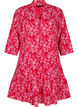 Knelang kjole med blomstertrykk og 3/4 ermer, Rød, Packshot image number 0