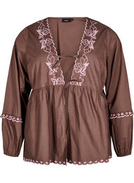 Bluse med åpen front og broderte detaljer, C. Martini/Beg. Pink