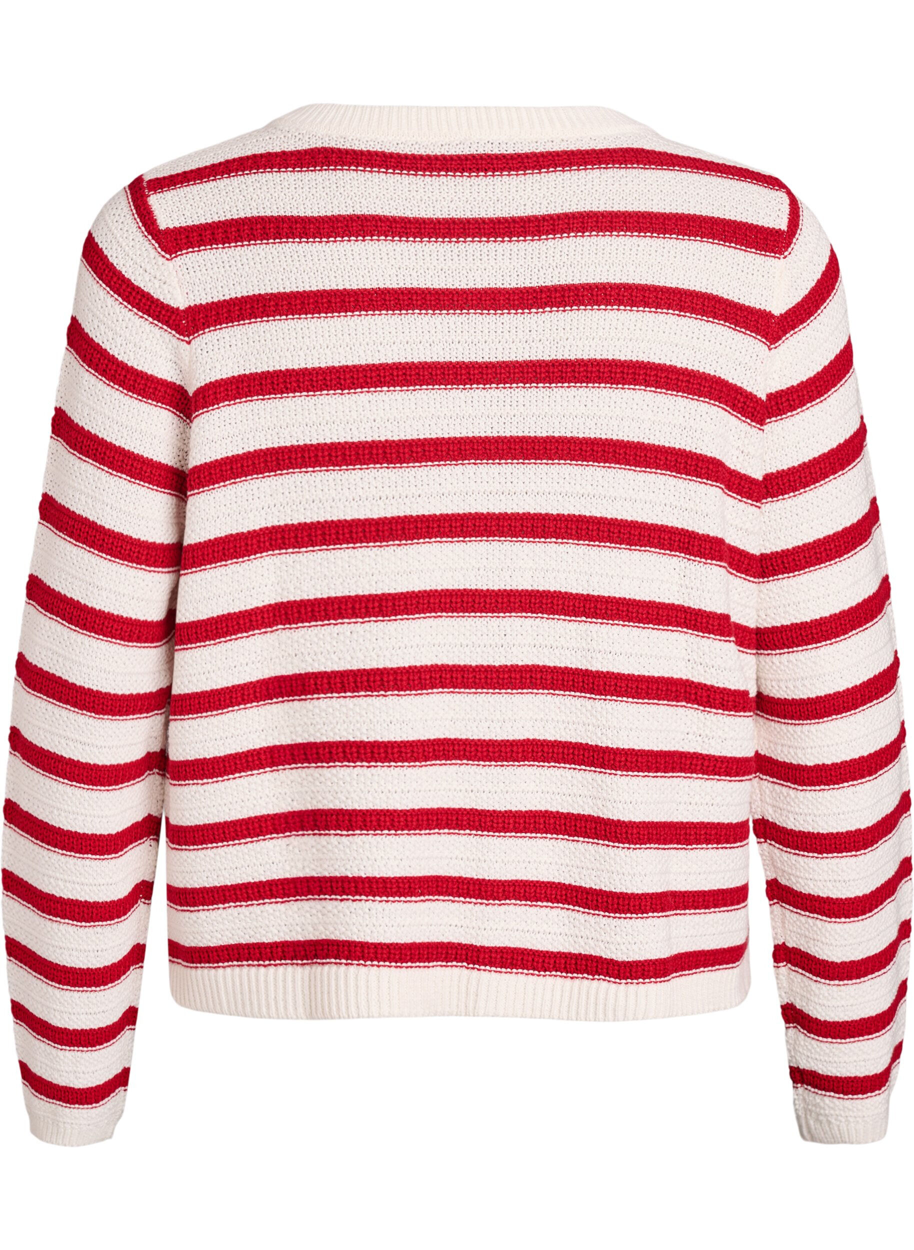 Zizzi Cardigan med strukturstrikk og dekorative knapper, R&oslash;d, Packshot image number 1