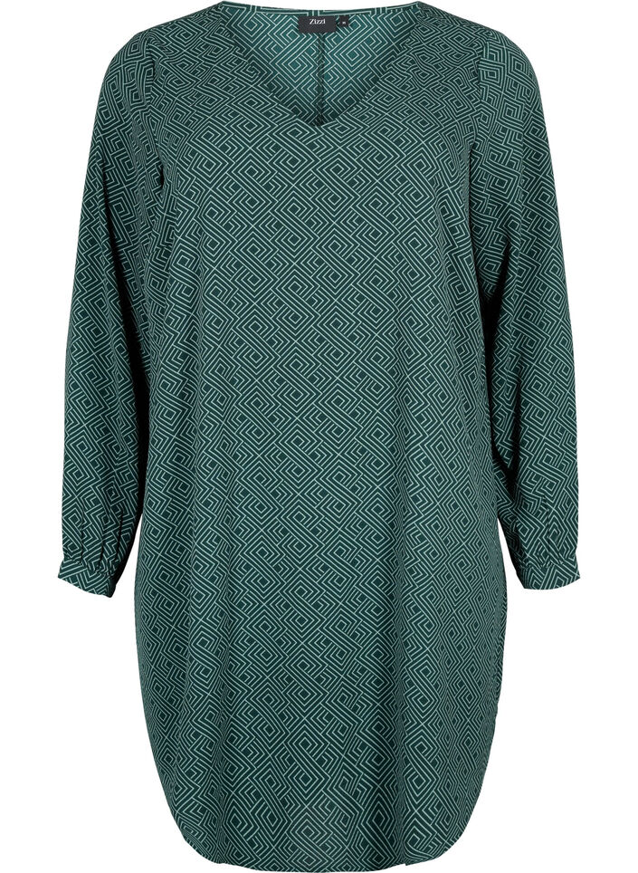 Kjole med V-hals og trykk, Scarab Graphic AOP, Packshot image number 0