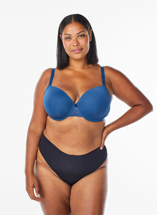 Zizzi Formstøpt bh med mesh, Blå, Model image number 1
