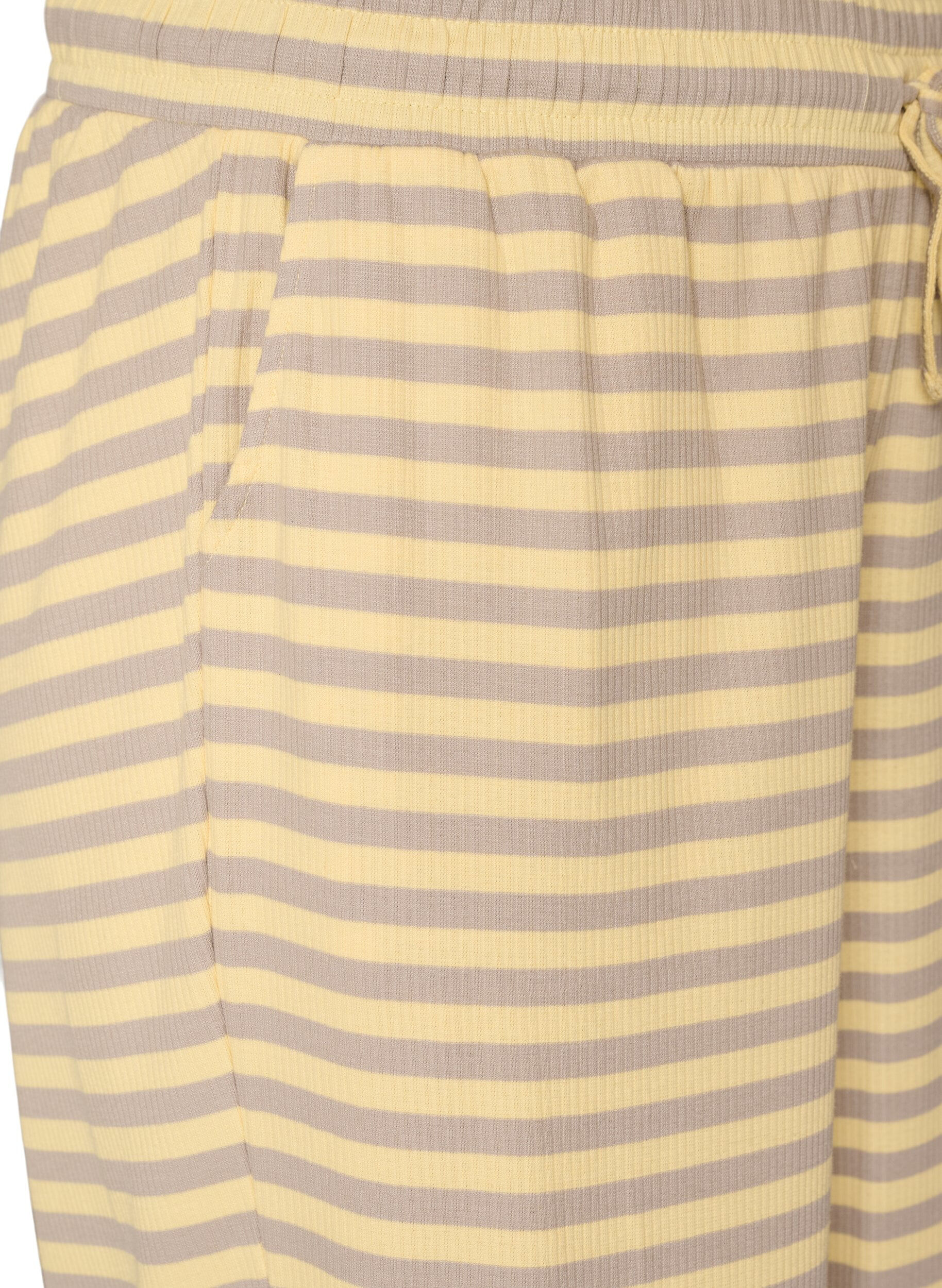 ZizziStripete pyjamasbukser med h&oslash;y midje og vide ben, Gul, Packshot image number 2