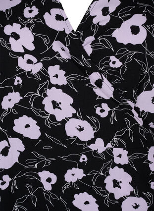 Omslagskjole med prikker og korte ermer, Black Flower AOP, Packshot image number 2