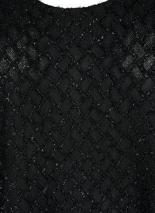 Mønstret bluse med 3/4-ermer og glitter, Black, Packshot image number 2