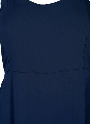 Ensfarget kjole med stropper i viskose med smock, Navy Blazer, Packshot image number 2