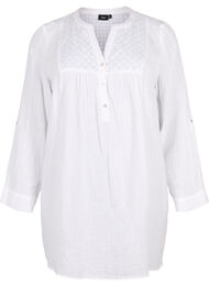 Tunika i bomull med engelsk broderi, Bright White