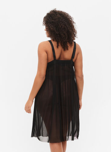 Nattkjole i mesh med string, Black, Model image number 1