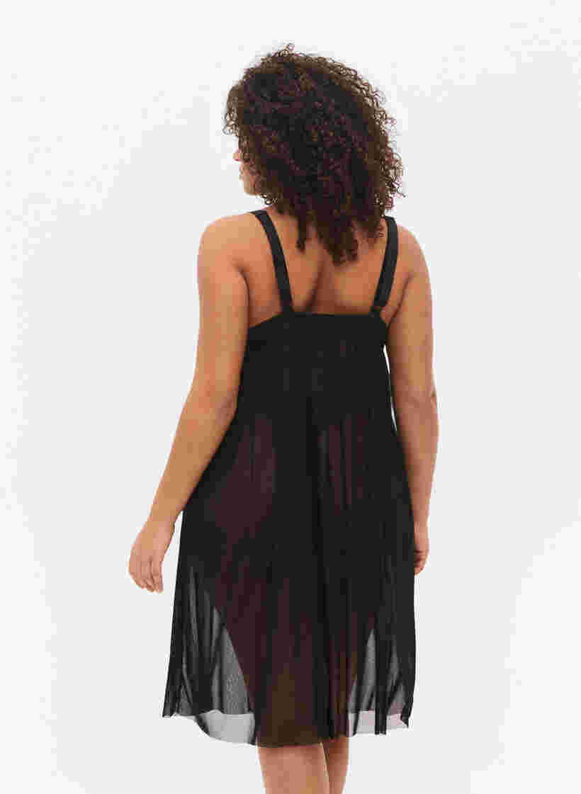 Nattkjole i mesh med string, Black, Model image number 1