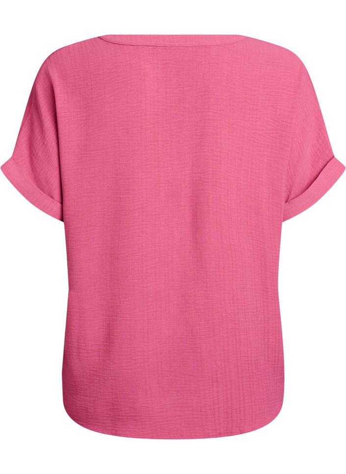 L&oslash;s bluse med korte ermer, R&oslash;d, Packshot image number 1