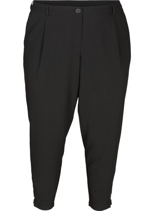 Cropped bukser i klassisk design, Black, Packshot image number 0