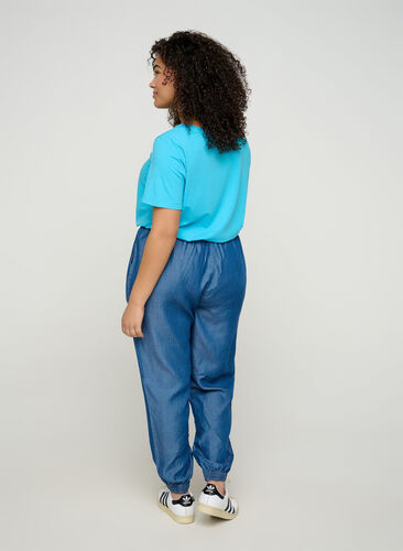 Løse bukser i lyocell, Medium Blue Denim, Model image number 1