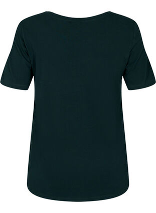Zizzi Ensfarget basis bomulls-T-skjorte, Grønn, Packshot image number 1