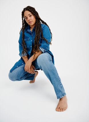 Zizzi Tofarget Mille Mom Fit Jeans, Lt. B. Comb, Image image number 1
