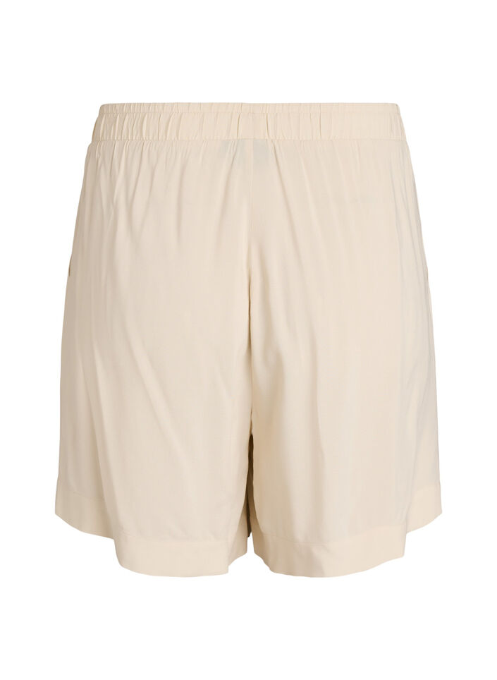 Loose fit pyjamasshorts i viskose med h&oslash;y midje, Beige, Packshot image number 1