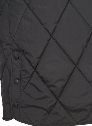 Lang quiltet jakke med høy krage og lommer, Black, Packshot image number 3