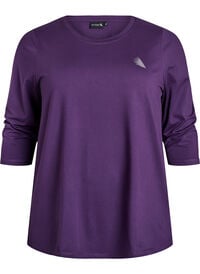 Treningsbluse med 3/4-ermer, Lilla Treningsbluse med 3/4-ermer