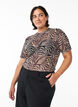 Bluse i mesh med korte ermer, Svart, Model image number 0