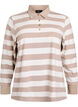 Langermet poloskjorte med striper, Beige, Packshot image number 0
