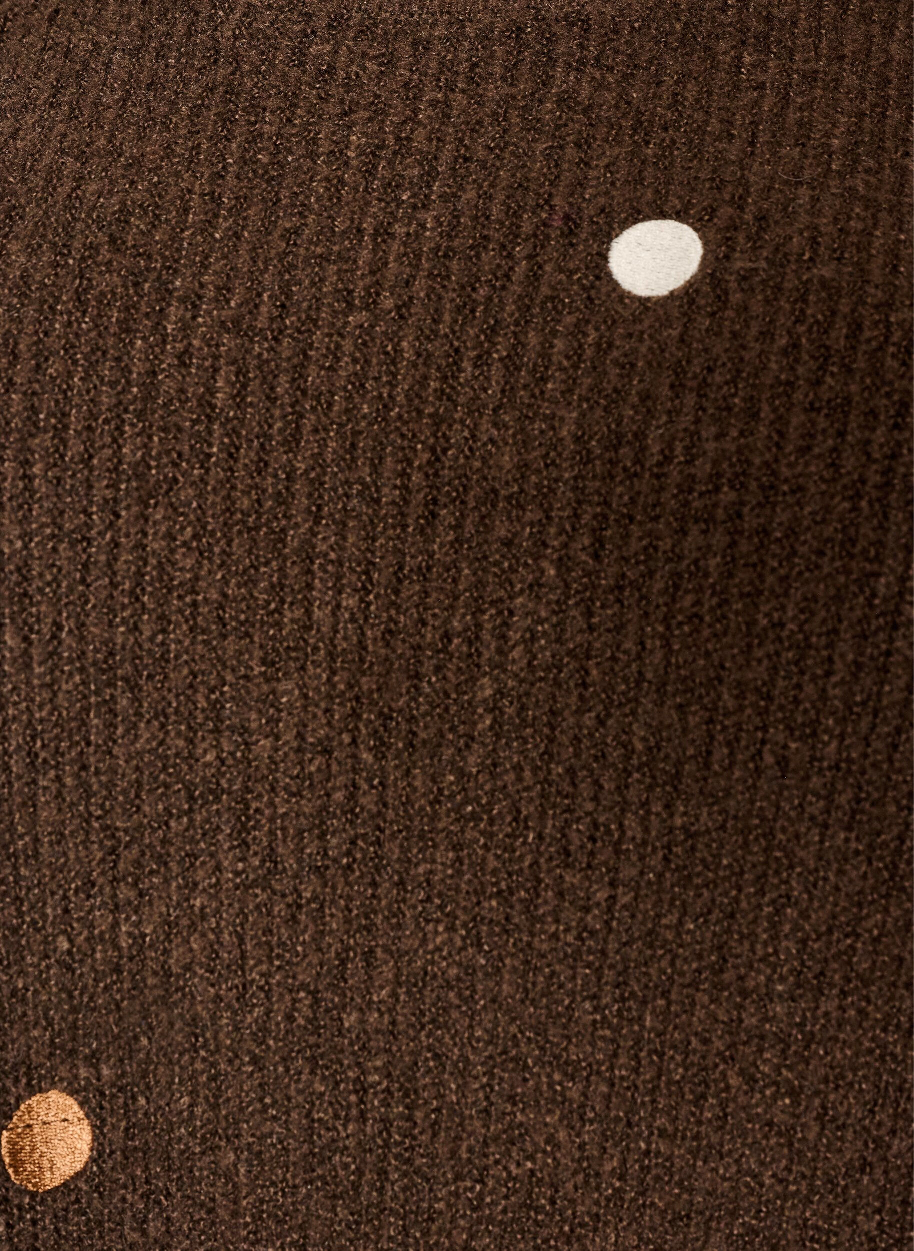 ZizziStrikkebluse med sm&aring; broderte motiver, Brun, Packshot image number 2