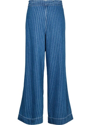 Zizzi Jeans med vide ben og striper, Blue Denim Stripe, Packshot image number 1