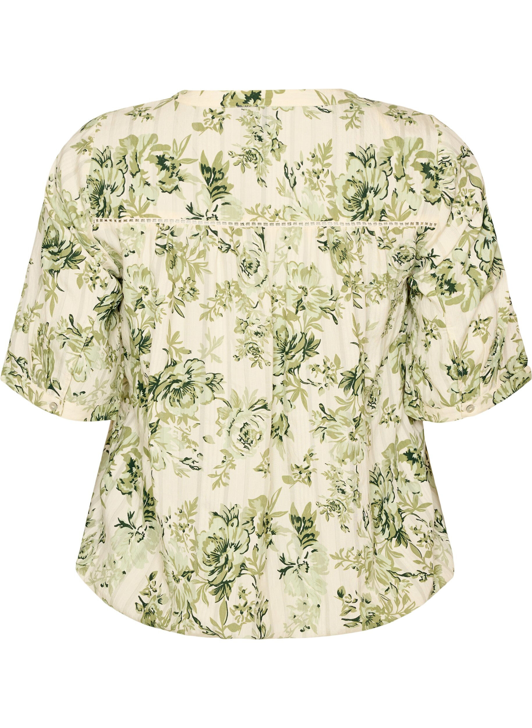 ZizziBluse med trykk og 1/2 ermer, Gr&oslash;nn, Packshot image number 1