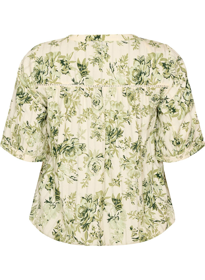 Bluse med trykk og 1/2 ermer, Gr&oslash;nn, Packshot image number 1