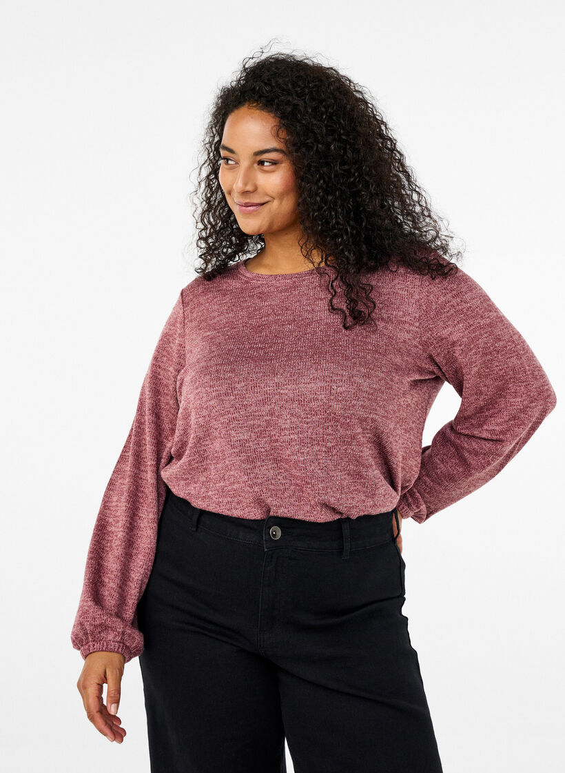 FLASH - Jerseybluse med lange ermer, Rosa, Model image number 0