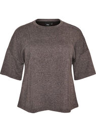 A-line jerseybluse med albuelange ermer, Gr&aring;