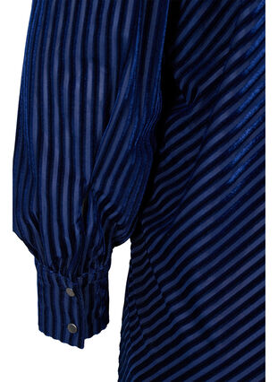 Strukturmønstret kjole i velur, Evening Blue, Packshot image number 3