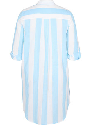 Stripete bomullskjorte med 3/4-ermer, Blue Bell Stripe, Packshot image number 1