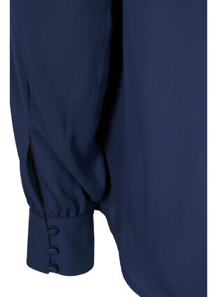 Skjorte med knappelukking og V-hals, Navy Blazer, Packshot image number 3