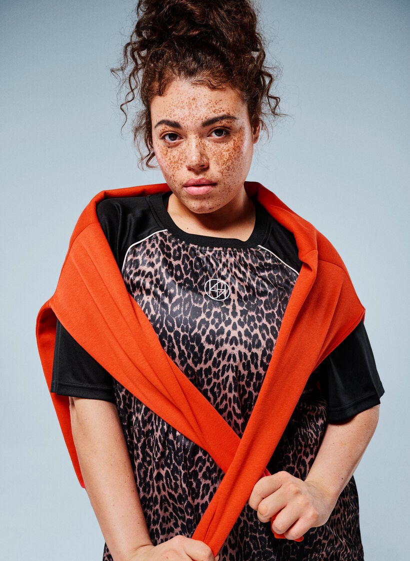 Trenings t-skjorte med dyretrykk og raglanermer, Brun, Image image number 0