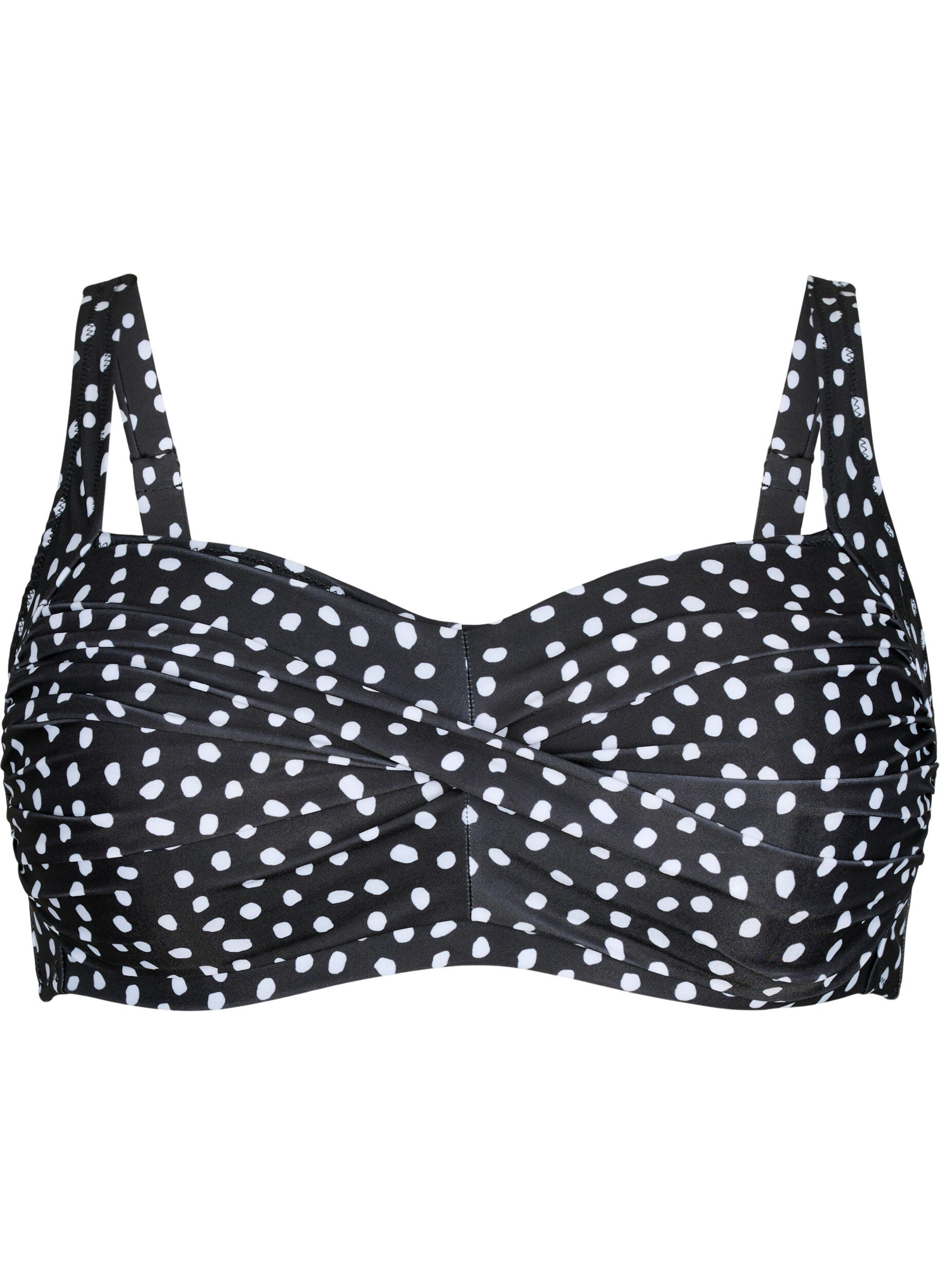 Zizzi M&oslash;nstrete bikinioverdel, Black White Dot, Packshot image number 0