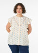 Ermel&oslash;s bluse med heklekant og volangdetaljer, Beige, Model image number 0