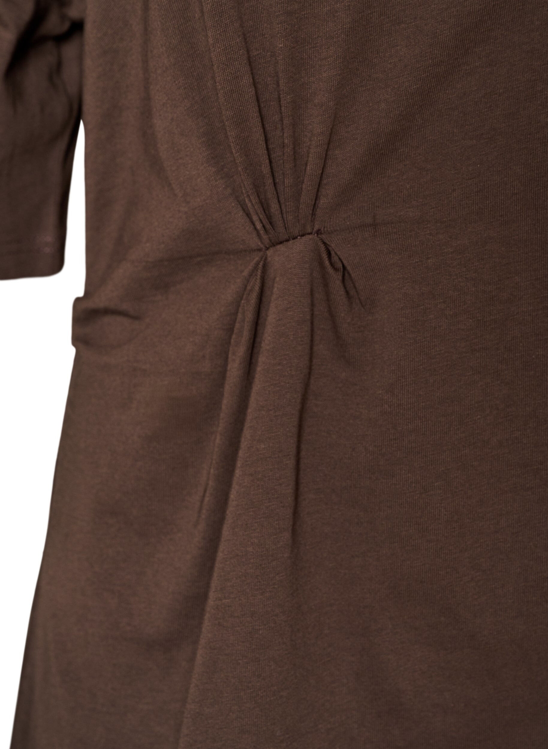 ZizziT-skjorte med drapert detalj, Brun, Packshot image number 3