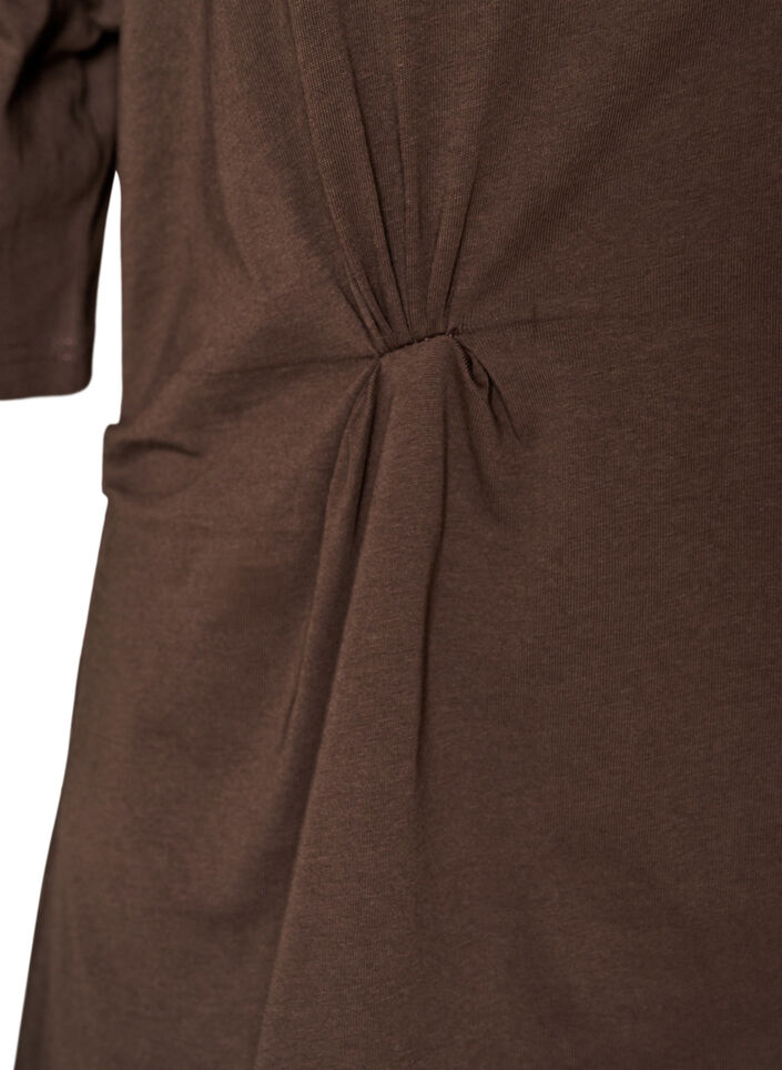 T-skjorte med drapert detalj, Brun, Packshot image number 3