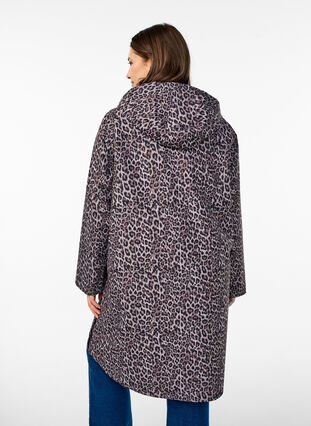 Zizzi Regnjakke med lommer og hette, Brun, Model image number 2