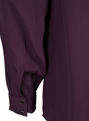 Viskoseskjorte med knappelukknig og volangdetaljer, Plum Perfect, Packshot image number 3
