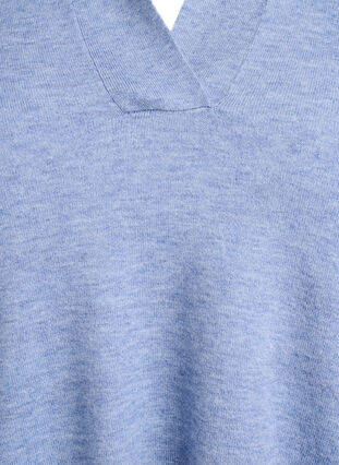 Zizzi Strikket bluse med krage og korte ermer, Blå, Packshot image number 2