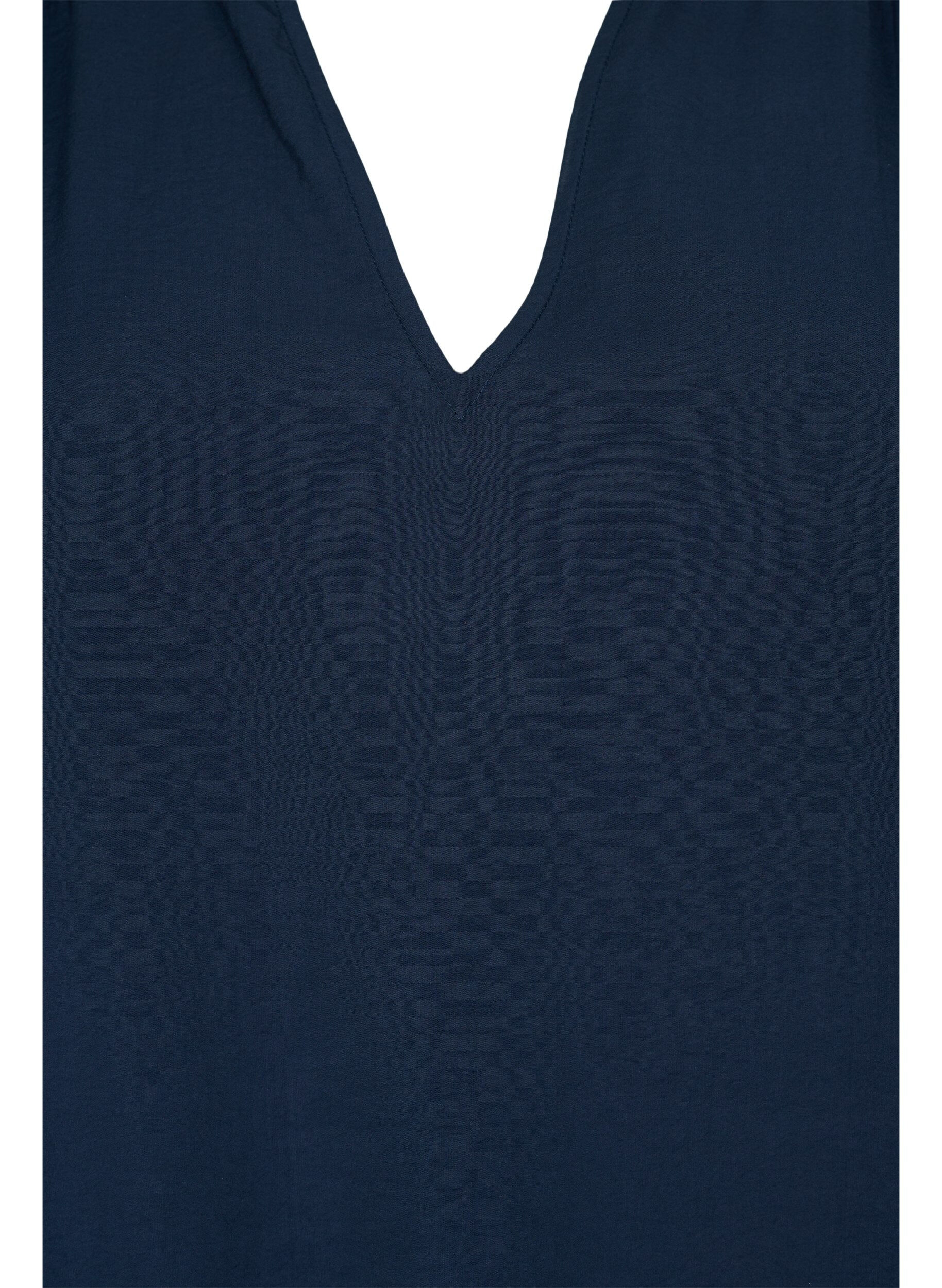 Zizzi Bluse i viskose med lange ermer og smock, Navy Blazer, Packshot image number 2