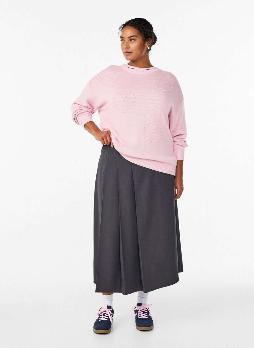 Midiskj&oslash;rt med brede folder, Gr&aring;, Model image number 0