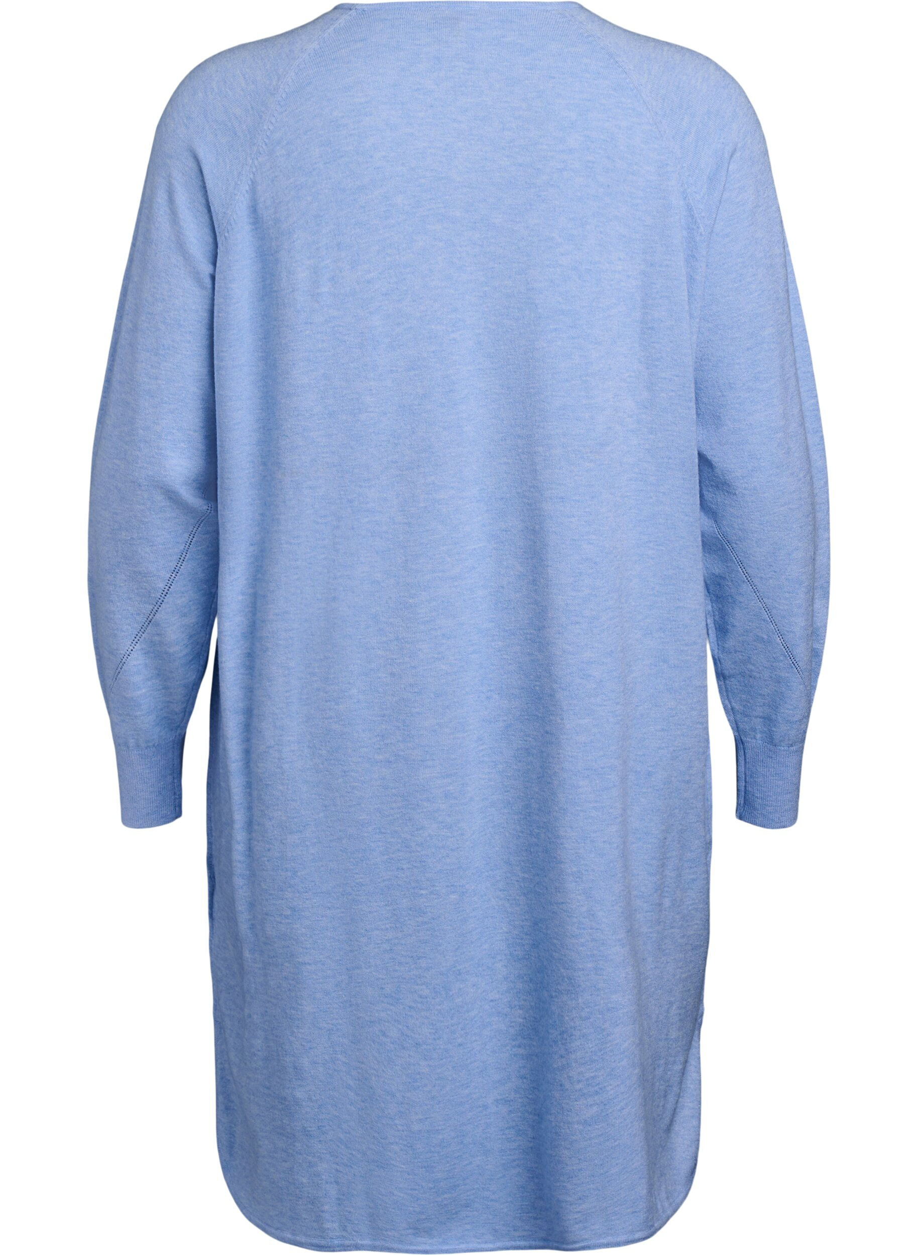 Zizzi Strikket kjole med rund hals og strikket m&oslash;nster, Della R. Blue Mel., Packshot image number 1