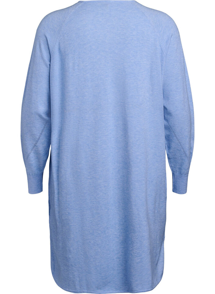 Strikket kjole med rund hals og strikket mønster, Della R. Blue Mel., Packshot image number 1